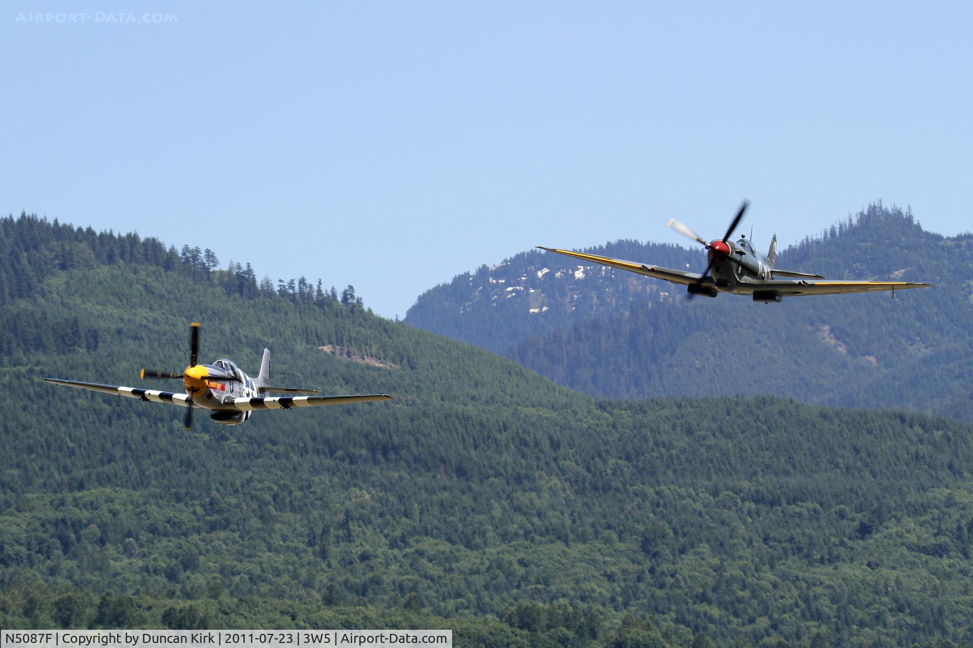N5087F, 1943 North American P-51B Mustang C/N 104-25440, The Concrete Fly-in gets buzzed by a Spitfire and a P-51!