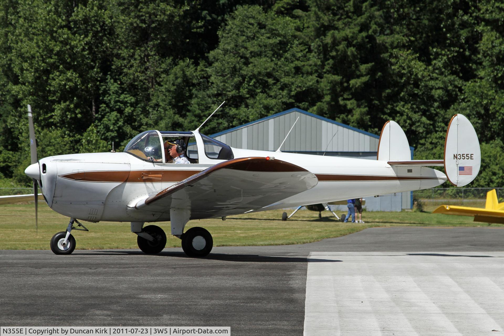 N355E, 1950 Erco 415G Ercoupe C/N 5046, Lining up to leave the fly-in
