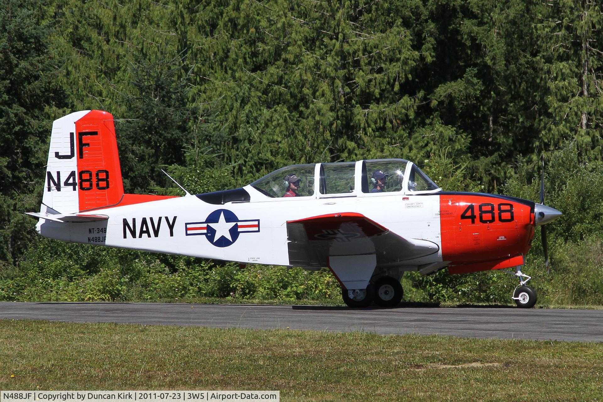 N488JF, 1953 Beech T-34A (A45) Mentor Mentor C/N G-298, Back tracking to maximize the runway length