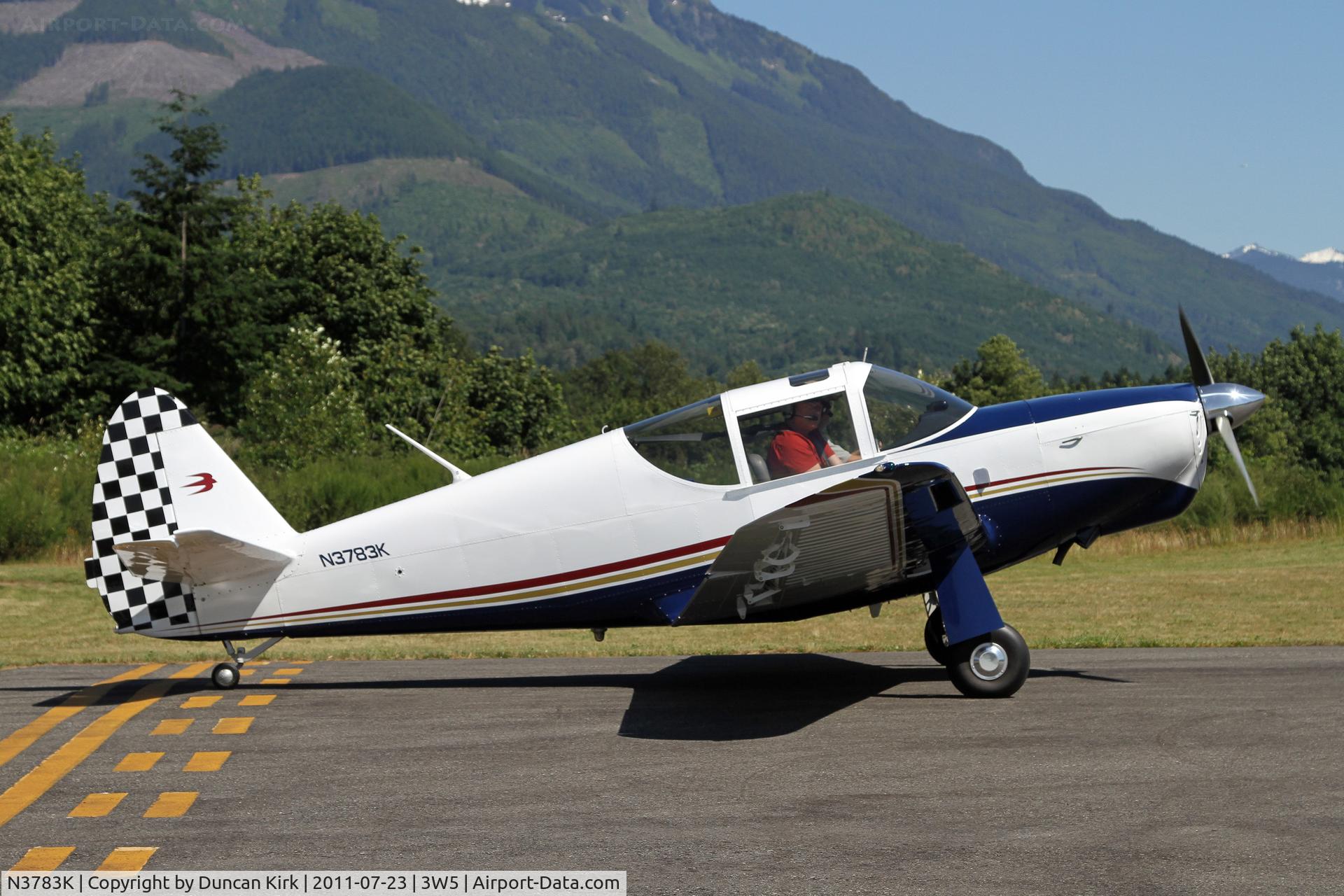 N3783K, 1946 Globe GC-1B Swift C/N 1474, Entering the run-up area for departure Rwy 25.