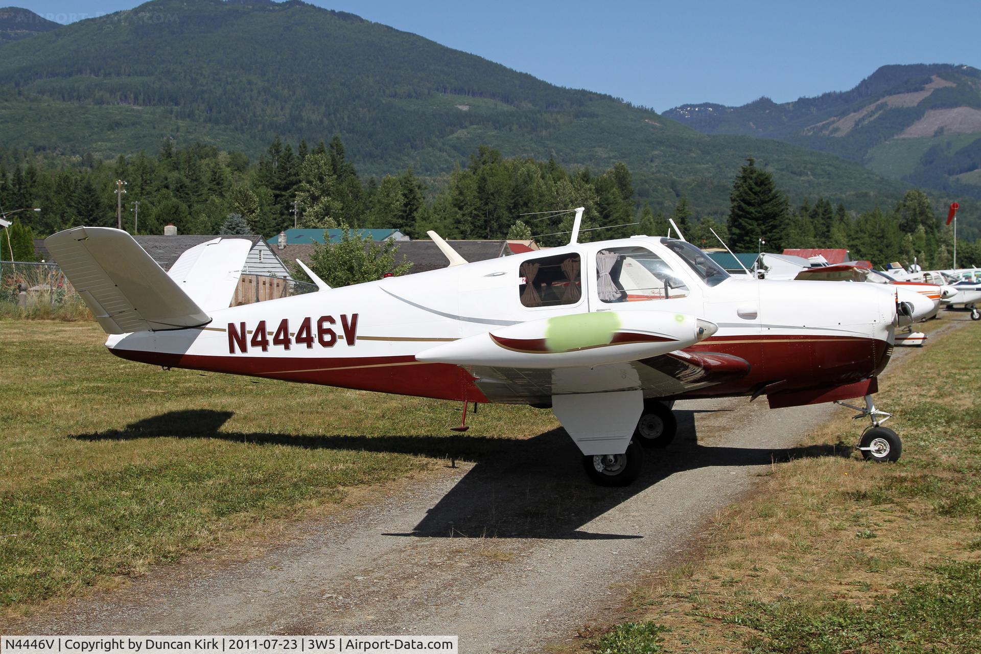 N4446V, 1948 Beech 35 Bonanza C/N D-1256, A little primer on the wingtip was the only blemish on this this early Bonanza