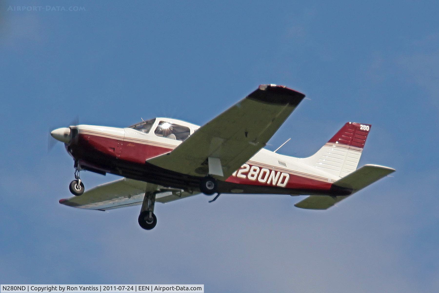 N280ND, 1998 Piper PA-28R-201 Cherokee Arrow III C/N 2844014, On approach to Keene, NH