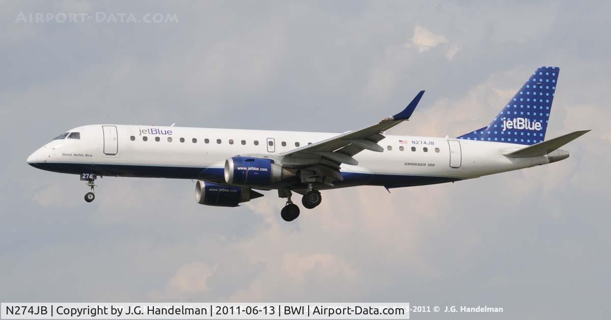 N274JB, 2007 Embraer ERJ-190-100 IGW 190AR C/N 19000082, on final