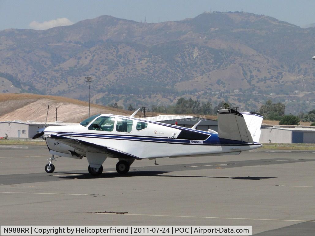 N988RR, 1959 Beech M35 Bonanza C/N D-6179, Parked in transient parking