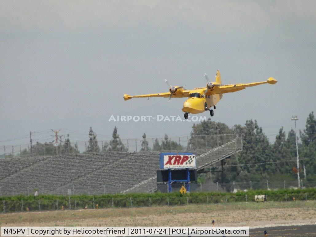 N45PV, 1944 Grumman G-44 Widgeon C/N 1380, On final to runway 26L dealing with gusty cross winds
