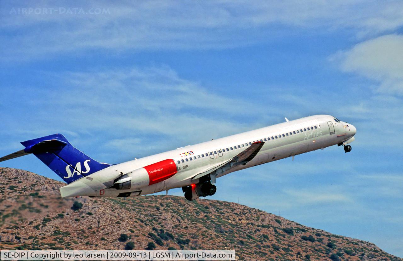 SE-DIP, 1991 McDonnell Douglas MD-87 (DC-9-87) C/N 53010, SE-DIP T/O Samos Greece 13.9.09