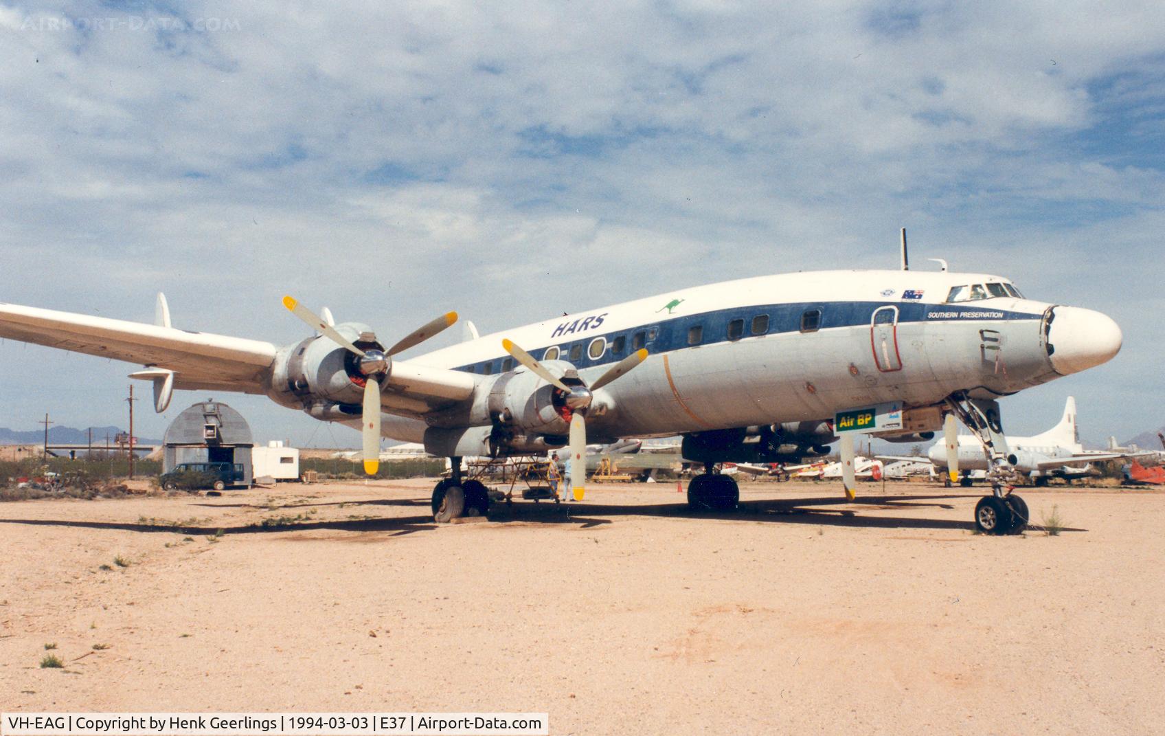 VH-EAG, 1955 Lockheed L-1049F Super Constellation C/N 4176, ex 54-0157

After restoration at Pima Aviation Museum by members of HARS  the Superconnie flew to Australie.
New regi VH-EAG 