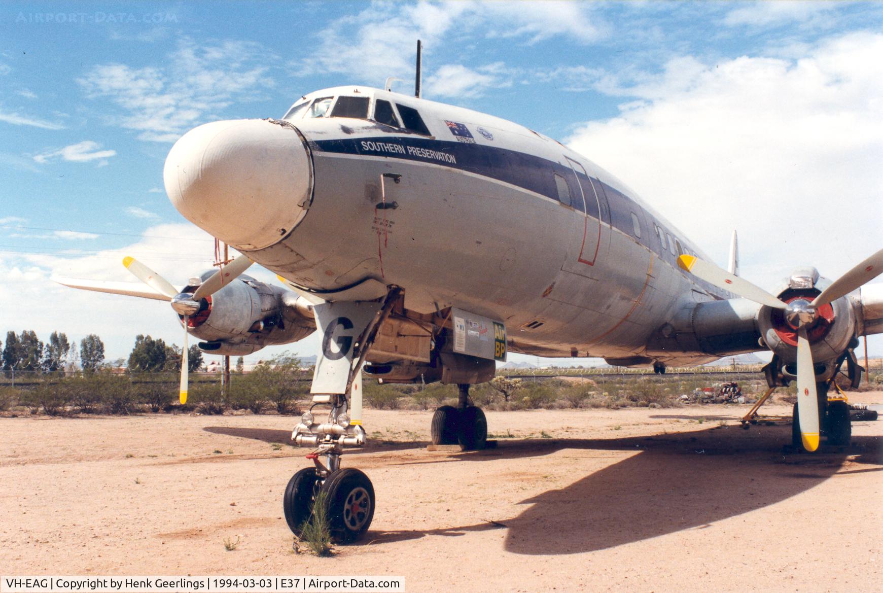 VH-EAG, 1955 Lockheed L-1049F Super Constellation C/N 4176, ex 54-0157

Pima Aviation Museum. Restoration project into flying conditions by members of HARS Australia.