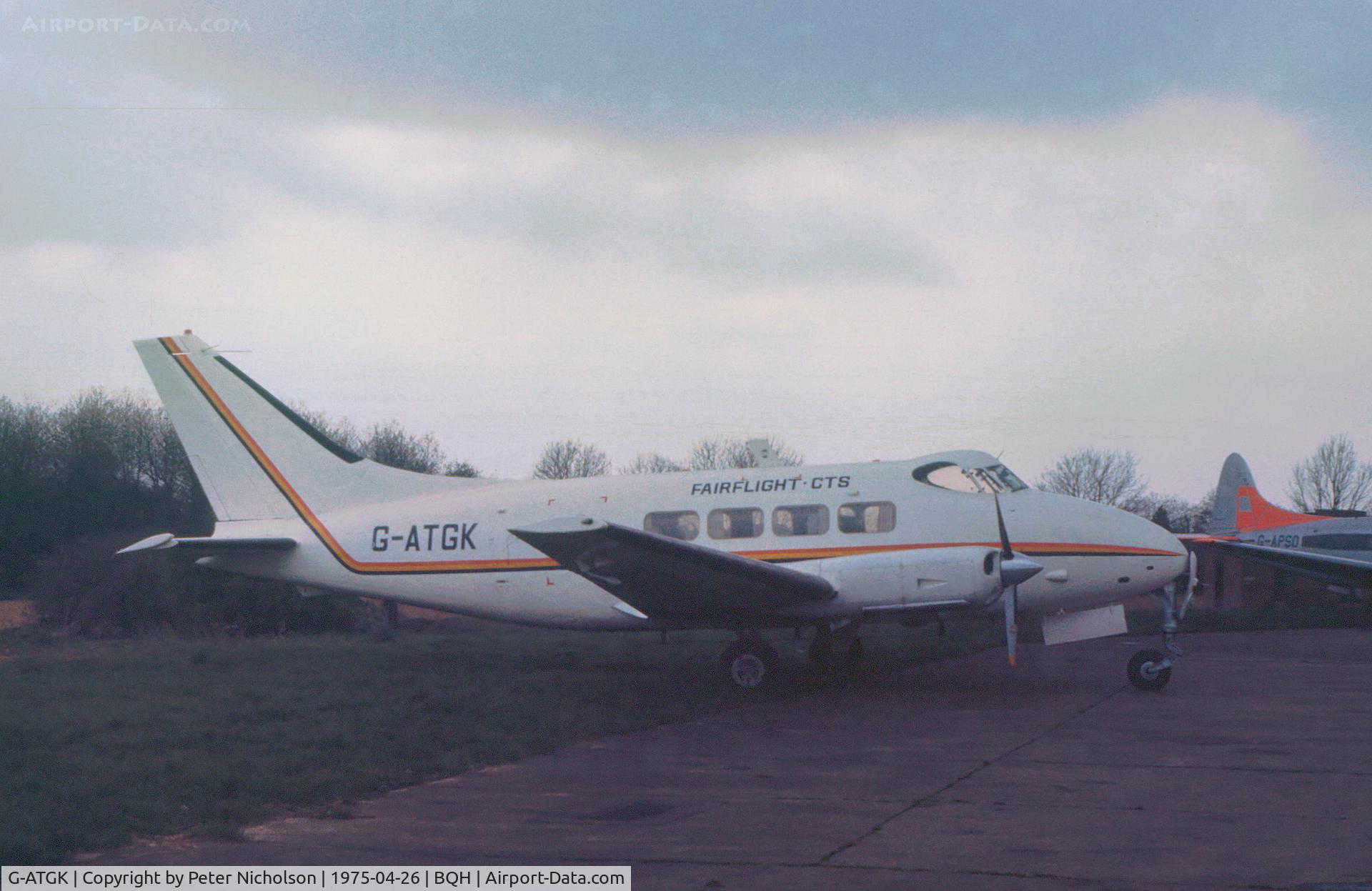 G-ATGK, De Havilland DH-104 Riley Dove 2 C/N 04288, Riley Dove 2 of Fairflight Charters based at Biggin Hill in April 1975.