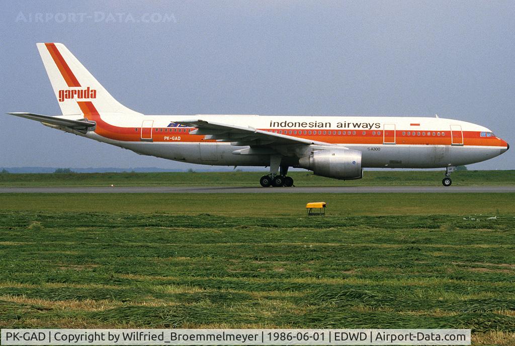 PK-GAD, 1981 Airbus A300B4-220 C/N 165, Garuda Indonesian Airways at Bremen-Lemwerder for Maintenance.