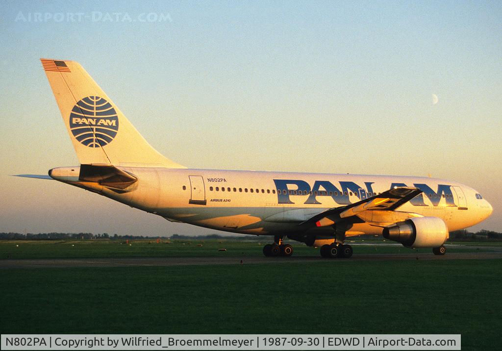 N802PA, 1985 Airbus A310-222 C/N 333, Pan Am at Bremen-Lemwerder.
This aircraft was in for Maintenence.