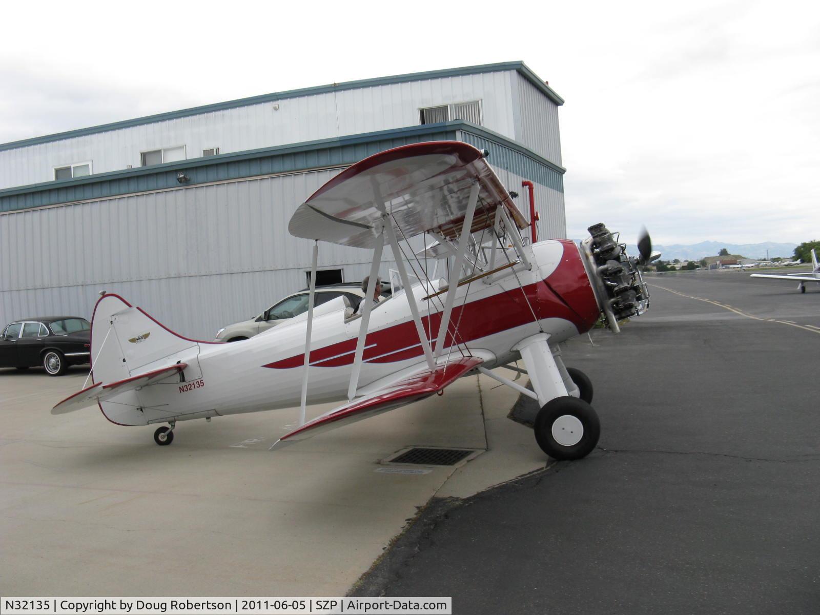 N32135, 1941 Waco UPF-7 C/N 5767, 1941 Waco UPF-7, Continental W670 220 Hp radial, stunning show plane, chromed engine & prop, four ailerons, taxi pause from hangar