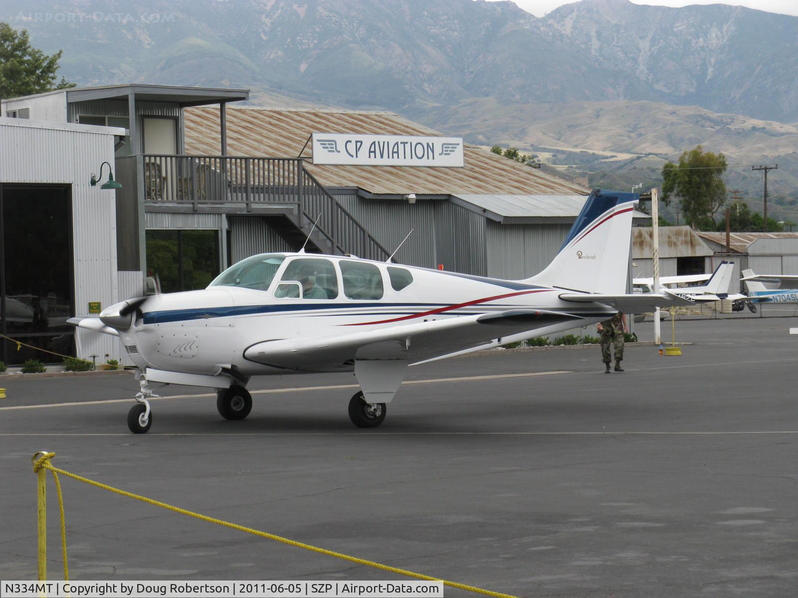 N334MT, 1962 Beech 35-B33 Debonair C/N CD-520, 1962 Beech 35-B33 DEBONAIR, Continental IO-470-K 225 Hp, taxi to refuel
