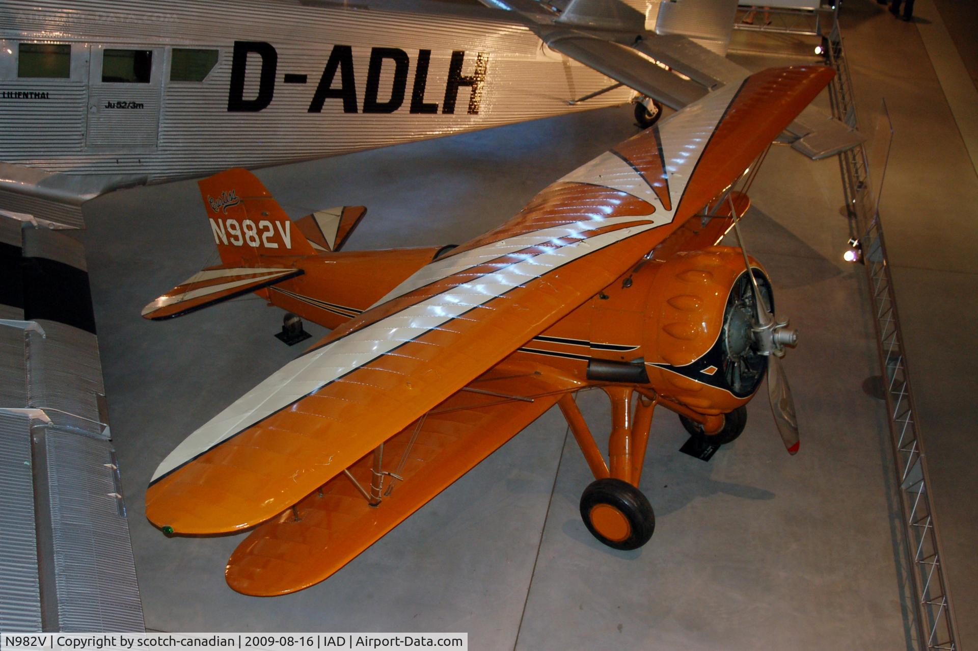 N982V, 1929 Curtiss-Wright Hawk 1A C/N 1, Curtiss Wright HAWK 1A at the Steven F. Udvar-Hazy Center, Smithsonian National Air and Space Museum, Chantilly, VA