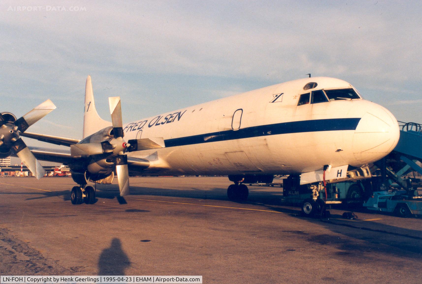 LN-FOH, 1960 Lockheed L-188A(F) Electra C/N 1145, Fred Olsen. Cargo flight AMS to Malmo