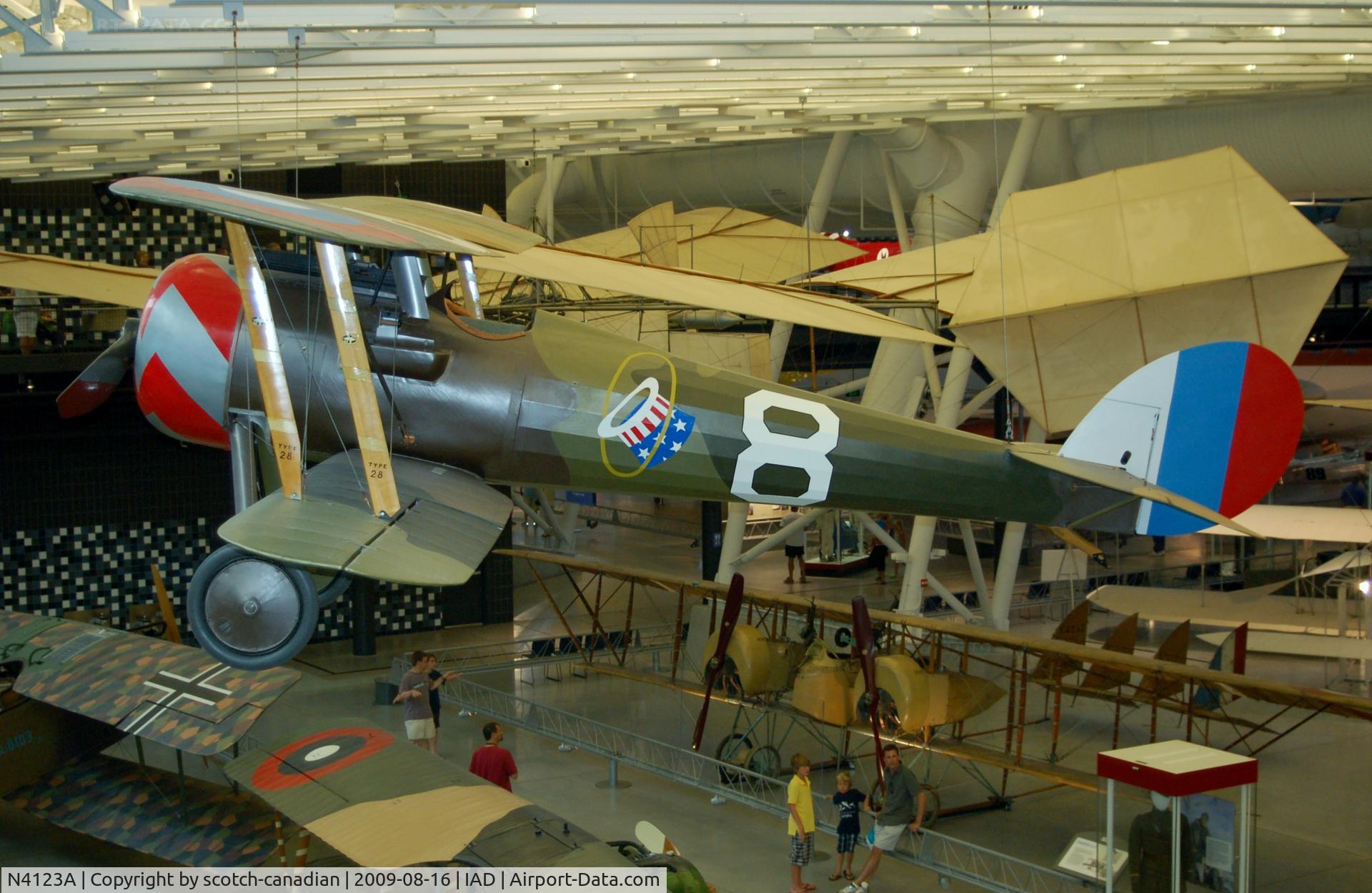 N4123A, 1918 Nieuport 28 C.1 C/N 1918-1958E, Nieuport 28C.1 at the Steven F. Udvar-Hazy Center, Smithsonian National Air and Space Museum, Chantilly, VA