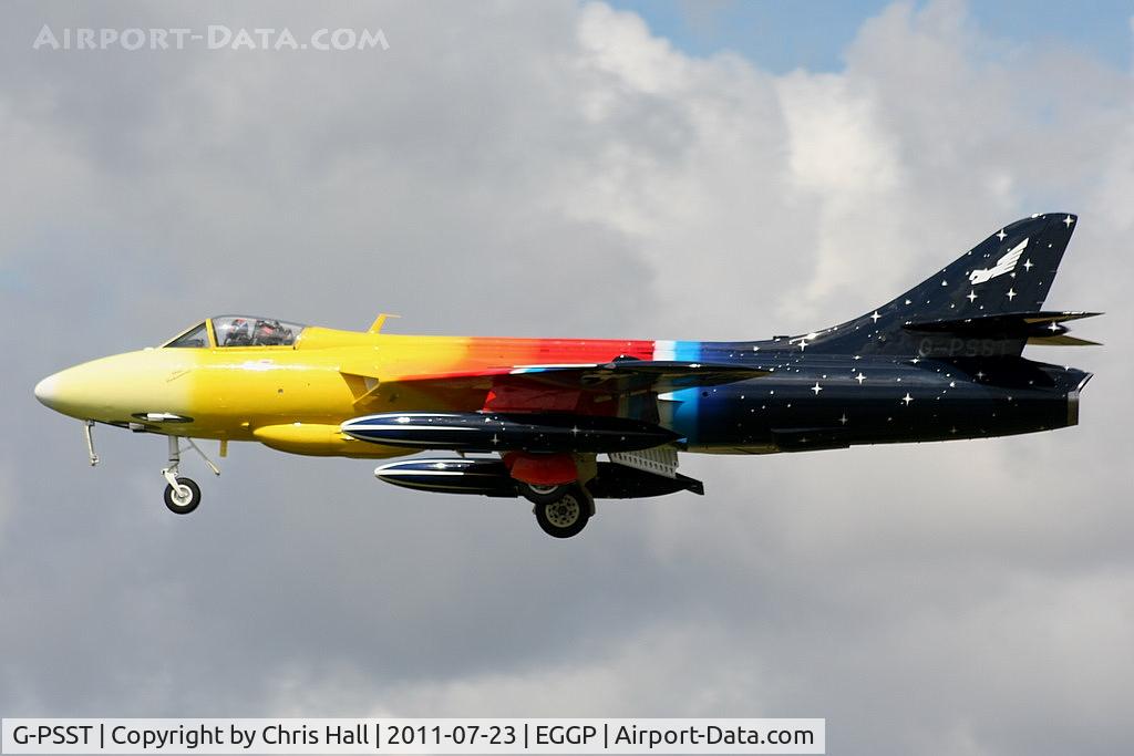 G-PSST, 1959 Hawker Hunter F.58A C/N HABL-003115, arriving back at Liverpool after its display at the Southport Airshow