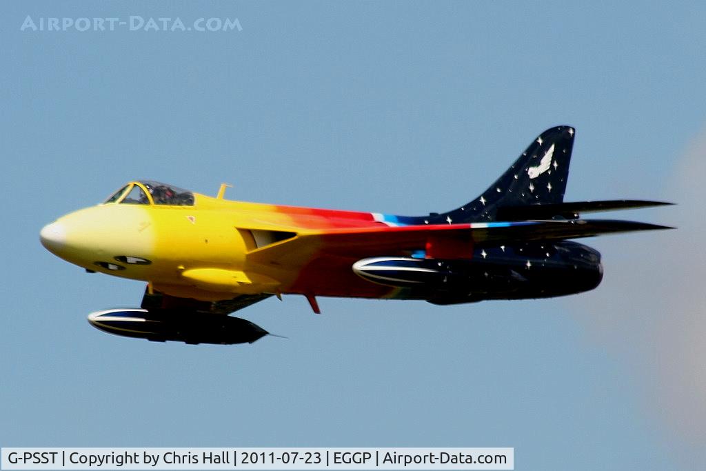G-PSST, 1959 Hawker Hunter F.58A C/N HABL-003115, performing a fast flyby at Liverpool Airport