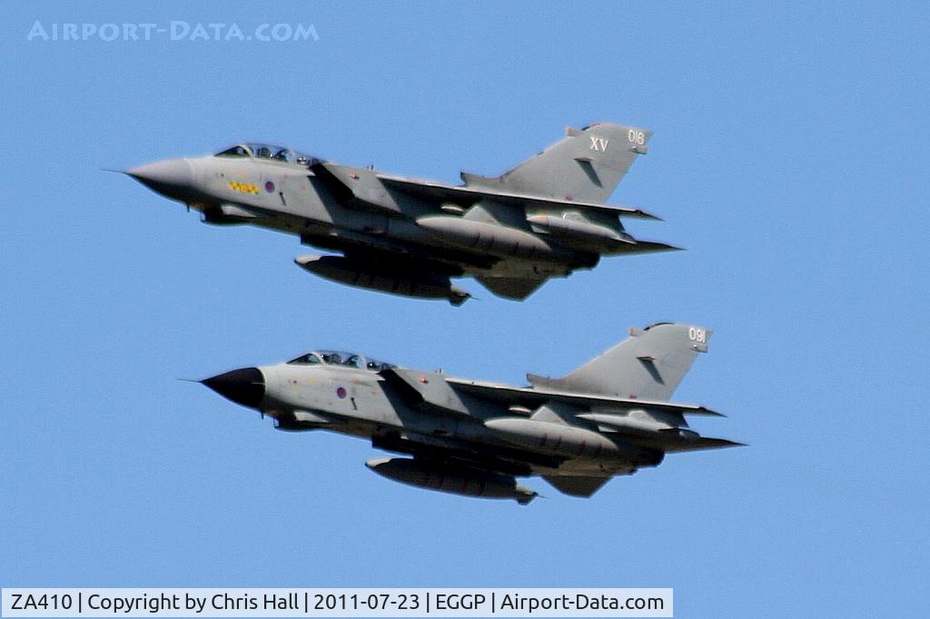ZA410, 1983 Panavia Tornado GR.4 C/N 227/BT034/3109, with ZD473, performing a fast flypast at Liverpool Airport after their display at the Southport Airshow
