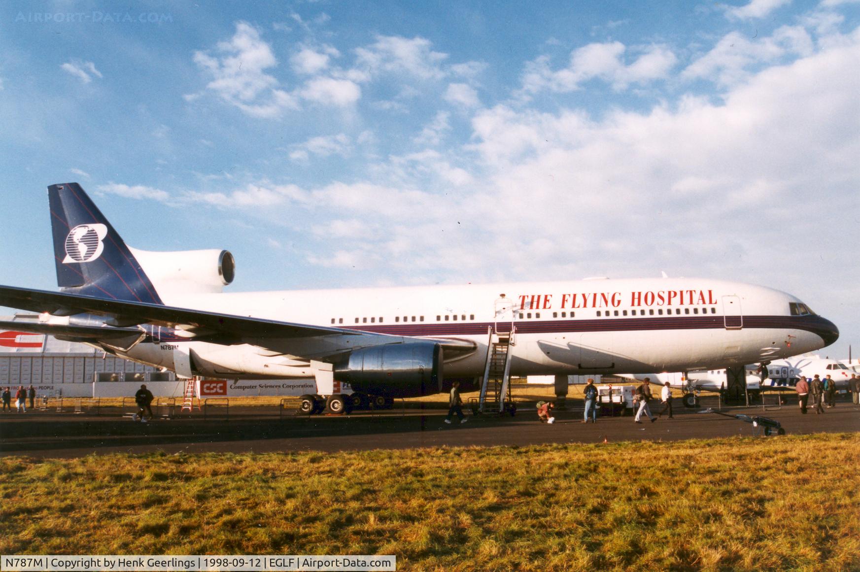 N787M, 1974 Lockheed L-1011-385-1-15 TriStar 100 C/N 193L-1064, The Flying Hospital. Farnborough Air Show , Sep 1998