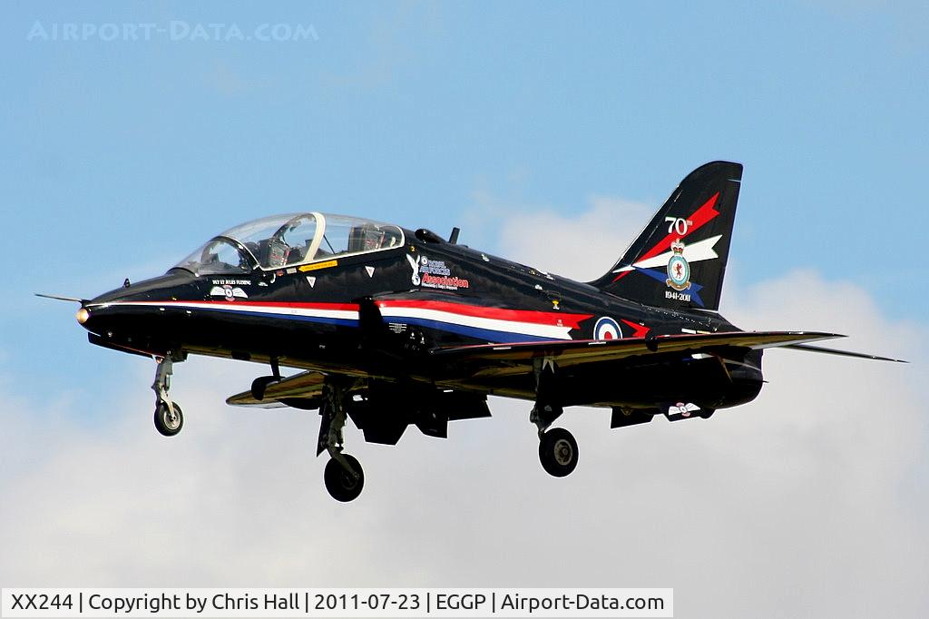 XX244, 1978 Hawker Siddeley Hawk T.1 C/N 080/312080, arriving back at Liverpool after its display at the Southport Airshow