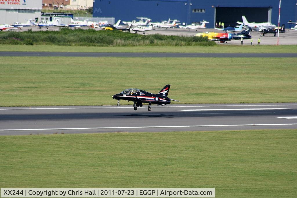 XX244, 1978 Hawker Siddeley Hawk T.1 C/N 080/312080, arriving back at Liverpool after its display at the Southport Airshow