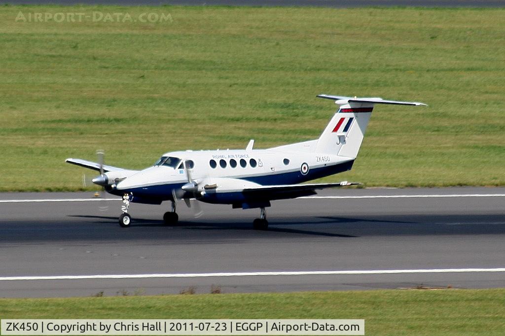 ZK450, 2003 Raytheon B200 King Air C/N BB-1829, Royal Air Force Kingair of 45(R)Squadron, arriving back at Liverpool after its display at the Southport Airshow