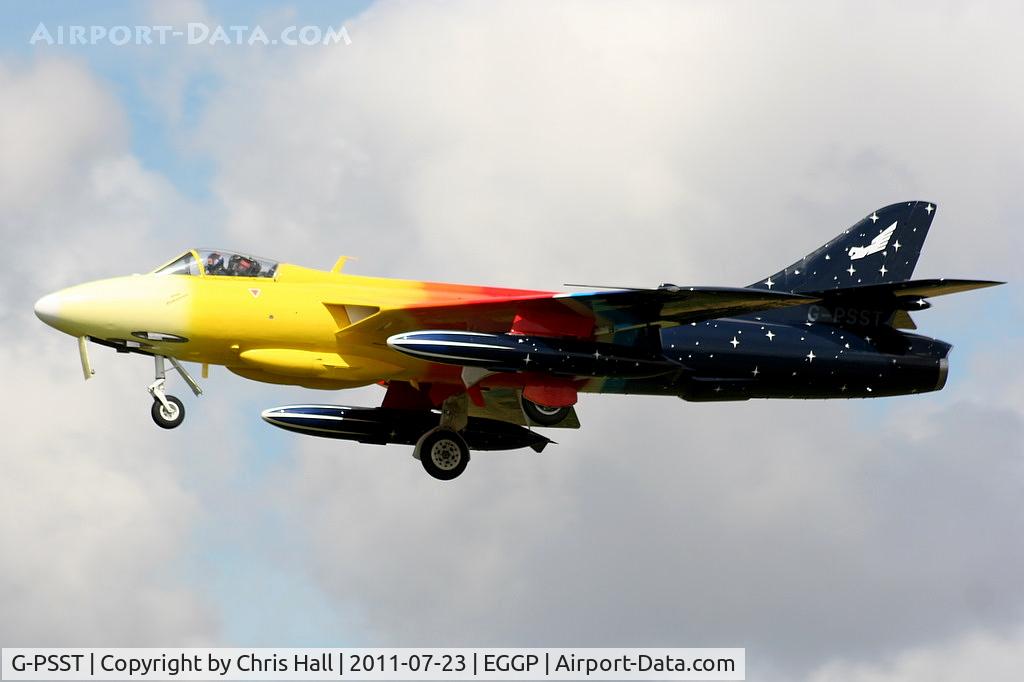 G-PSST, 1959 Hawker Hunter F.58A C/N HABL-003115, arriving back at Liverpool after its display at the Southport Airshow