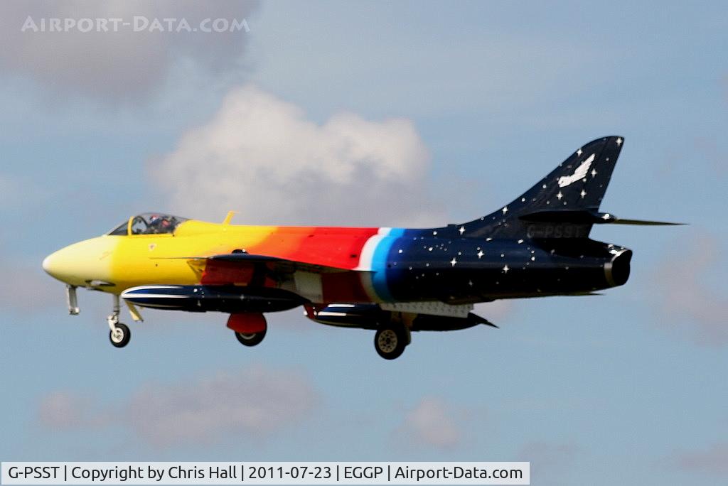 G-PSST, 1959 Hawker Hunter F.58A C/N HABL-003115, arriving back at Liverpool after its display at the Southport Airshow