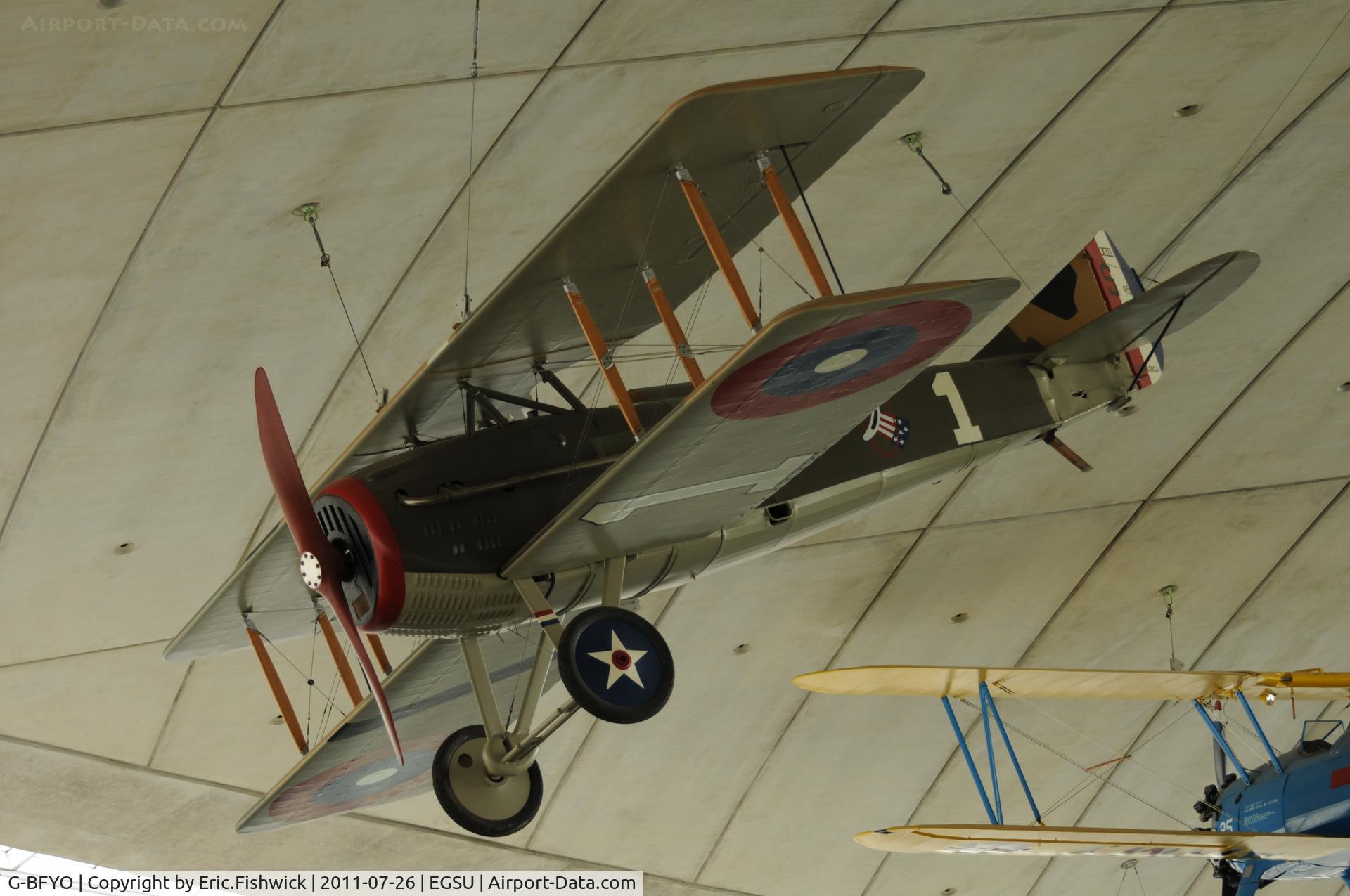 G-BFYO, 1978 SPAD S-XIII Replica C/N 0035, G-BFYO in the American Hanger at The Imperial War Museum, Duxford.