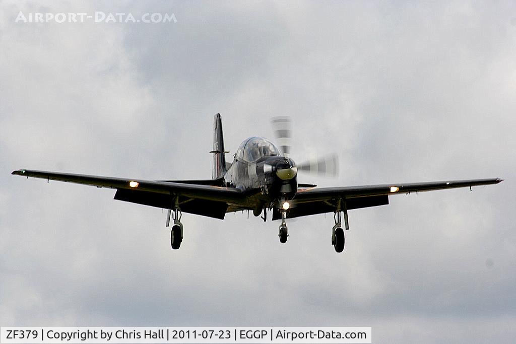 ZF379, 1992 Short S-312 Tucano T1 C/N S122/T93, arriving back at Liverpool after its display at the Southport Airshow