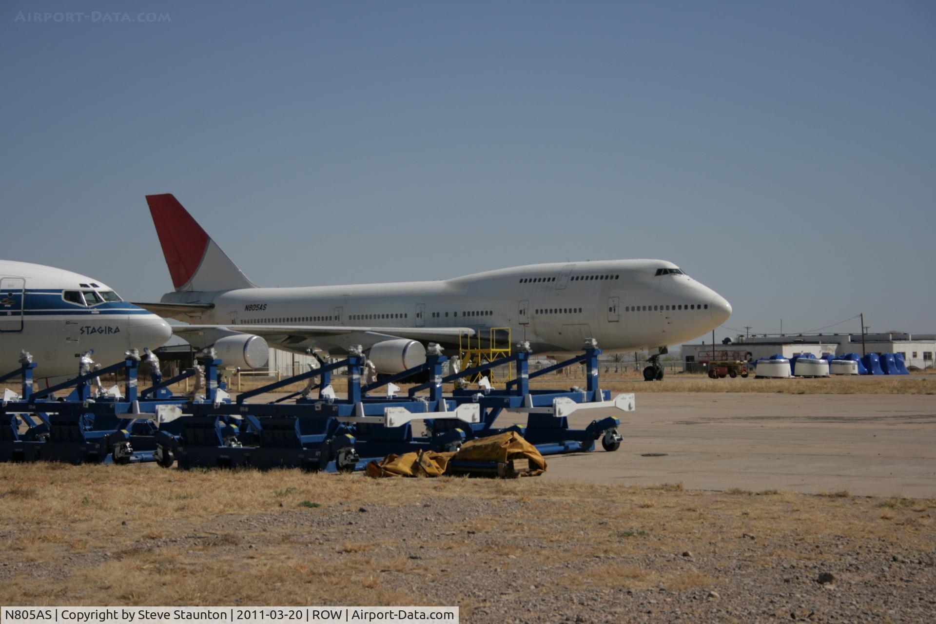 N805AS, 1990 Boeing B747-446 C/N 24885, Taken at Roswell International Air Centre Storage Facility, New Mexico in March 2011 whilst on an Aeroprint Aviation tour