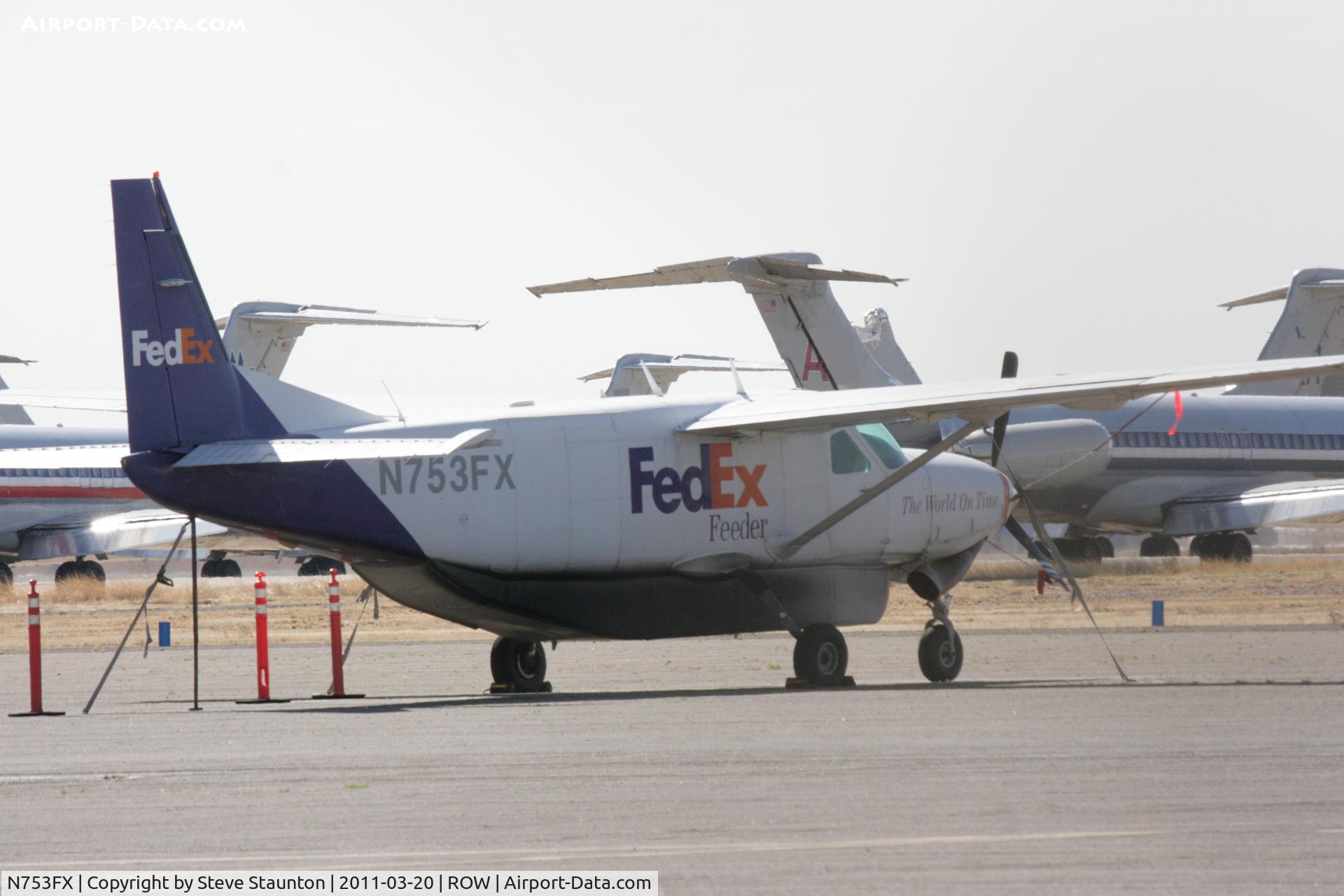N753FX, 1996 Cessna 208B C/N 208B0520, Taken at Roswell International Air Centre Storage Facility, New Mexico in March 2011 whilst on an Aeroprint Aviation tour