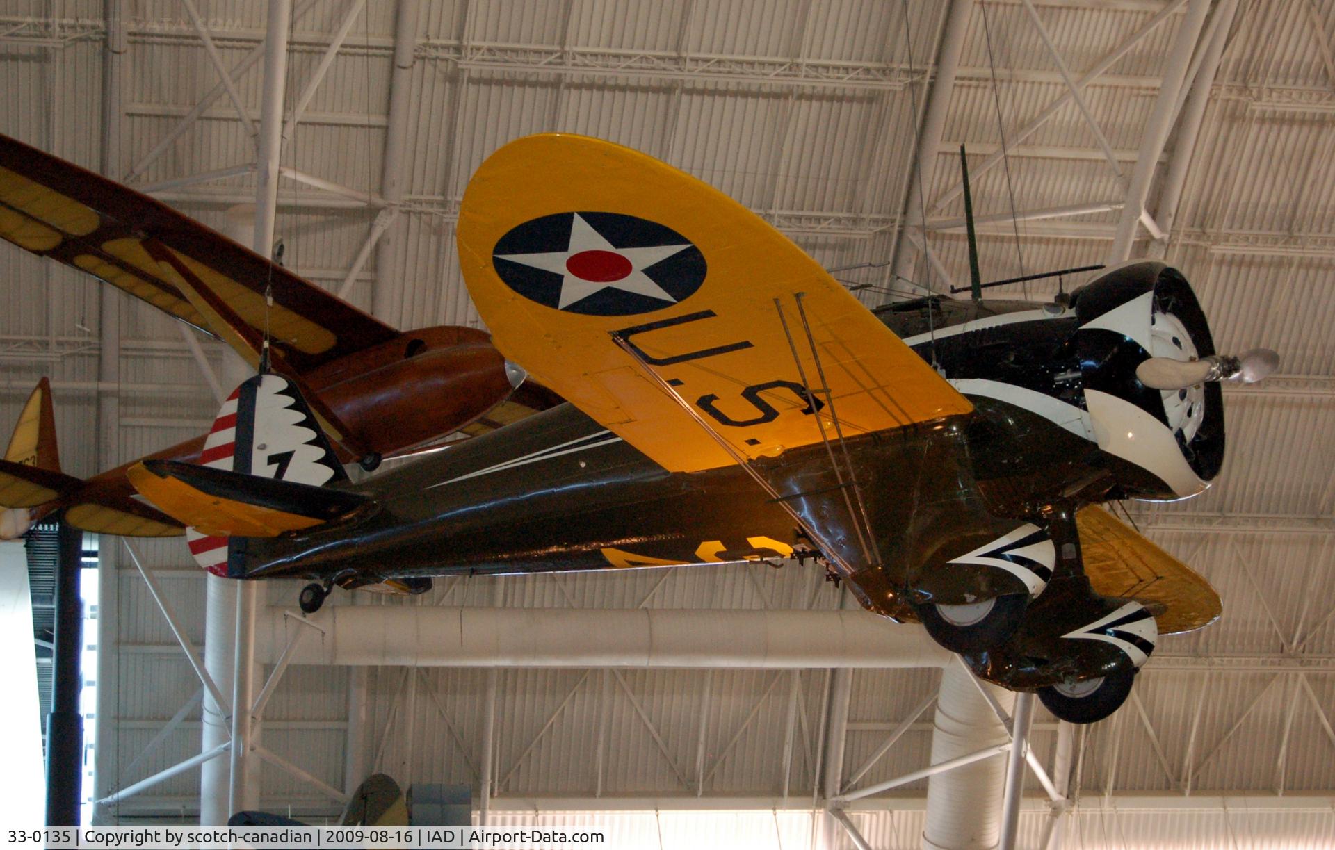 33-0135, 1933 Boeing P-26A C/N 1911, 1933 Boeing P-26A Peashooter at the Steven F. Udvar-Hazy Center, Smithsonian National Air and Space Museum, Chantilly, VA