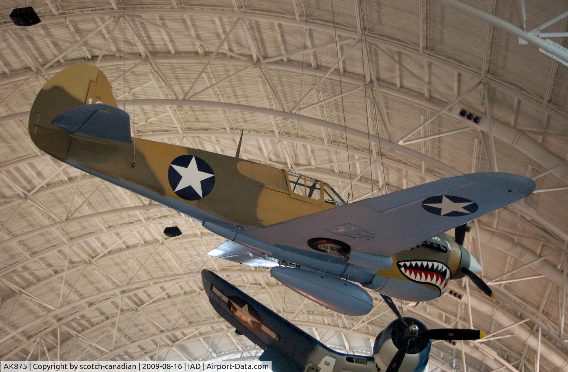 AK875, 1942 Curtiss P-40E Kittyhawk 1A C/N 15349, Curtiss P-40E Warhawk (Kittyhawk IA) at the Steven F. Udvar-Hazy Center, Smithsonian National Air and Space Museum, Chantilly, VA