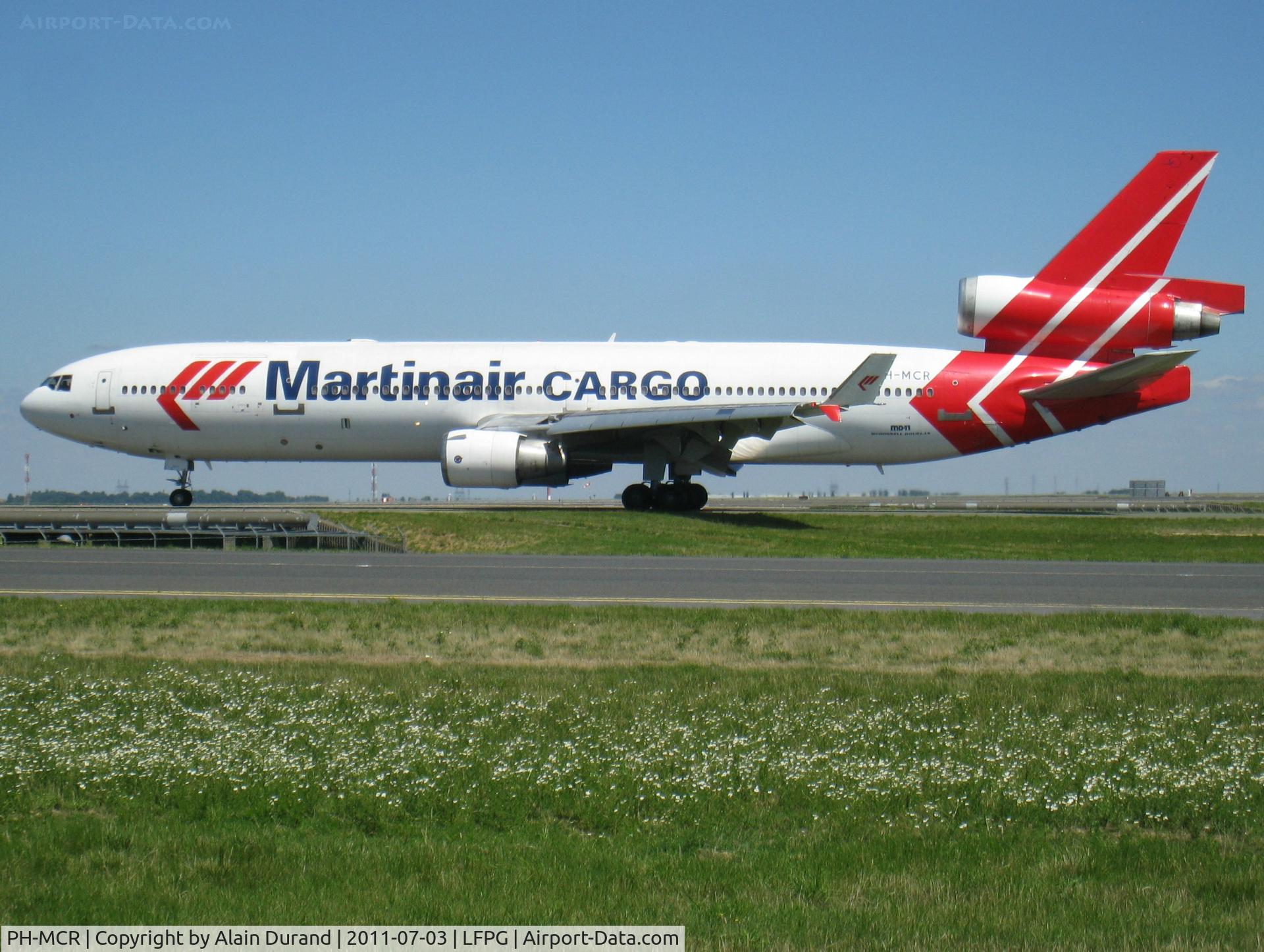PH-MCR, 1995 McDonnell Douglas MD-11F C/N 48617, c/n 581, delivered in 1995 as a MD-11CF. Charlie-Romeo was heading to runway 09R in anticipation of a positionin flight to AMS after spending a week serving AF Cargo