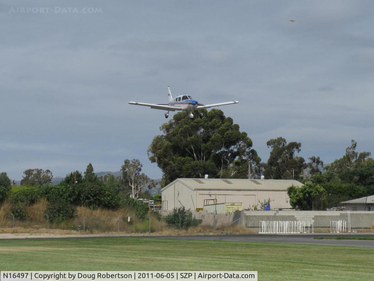 N16497, 1973 Piper PA-28-235 Cherokee Charger C/N 28-7310101, 1973 Piper PA-28-235 CHEROKEE CHARGER, Lycoming O-540-D4B5 235 Hp, on final Rwy 04