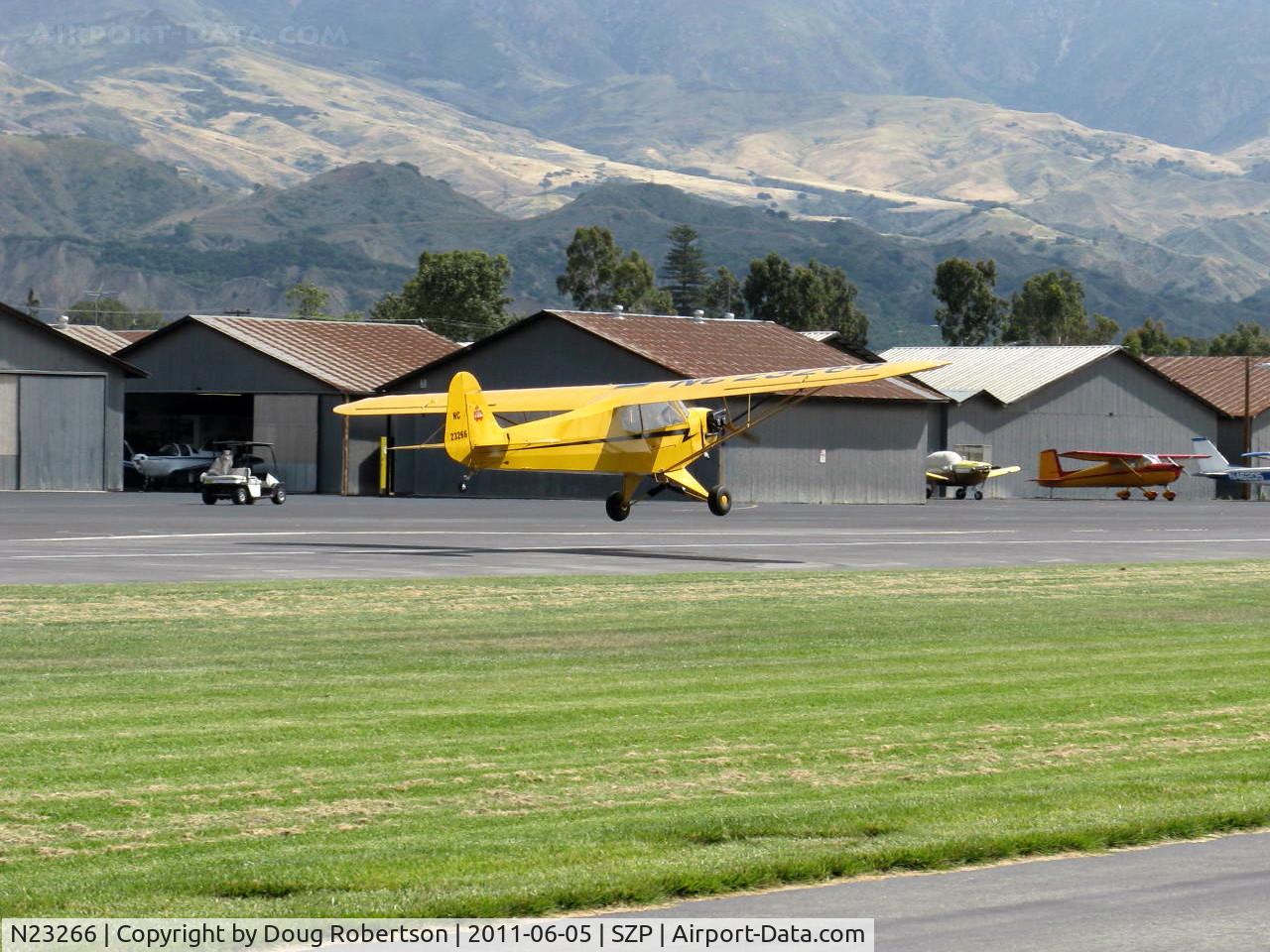 N23266, 1939 Piper J3C-65 Cub Cub C/N 3113, 1939 Piper J3C-65 CUB, Continental A&C65 65 Hp, landing Rwy 04