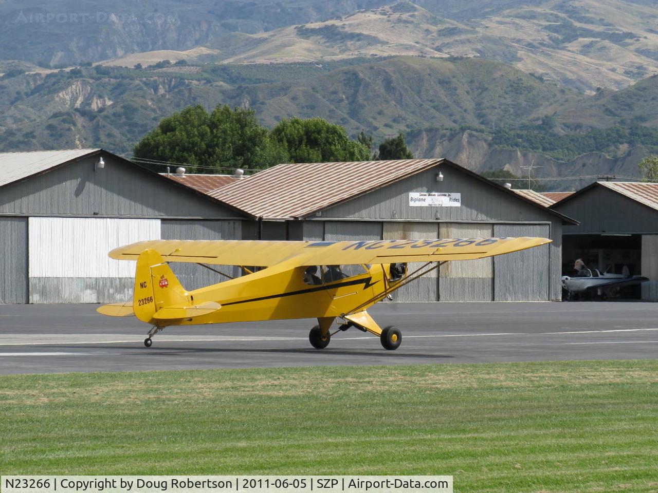 N23266, 1939 Piper J3C-65 Cub Cub C/N 3113, 1939 Piper J3C-65 CUB, Continental A&C65 65 Hp, takeoff roll Rwy 04