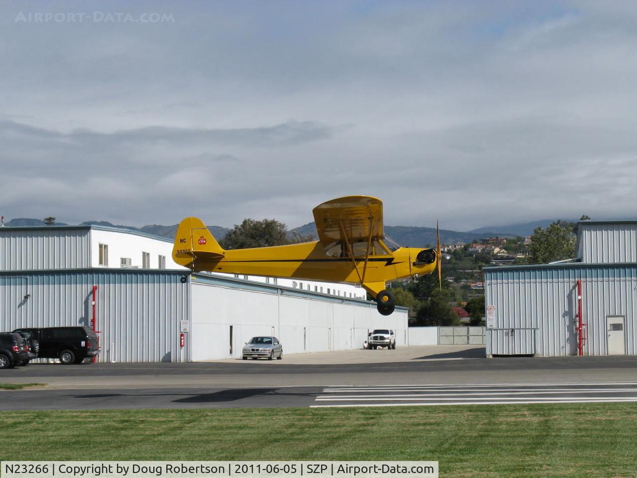 N23266, 1939 Piper J3C-65 Cub Cub C/N 3113, 1939 Piper J3C-65 CUB, Continental A&C65 65 Hp, landing Rwy 04