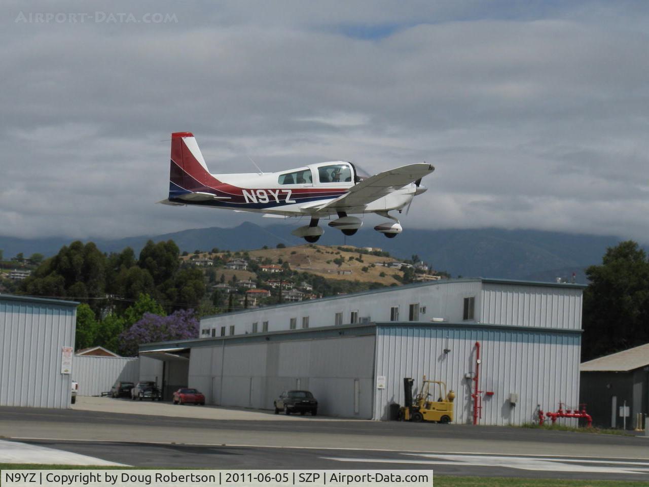 N9YZ, 1975 Grumman American AA-5A Cheetah C/N AA5-0822, 1975 Grumman American AA-5 CHEETAH, Lycoming O-320 150 Hp, Young Eagles Flight, on final Rwy 04