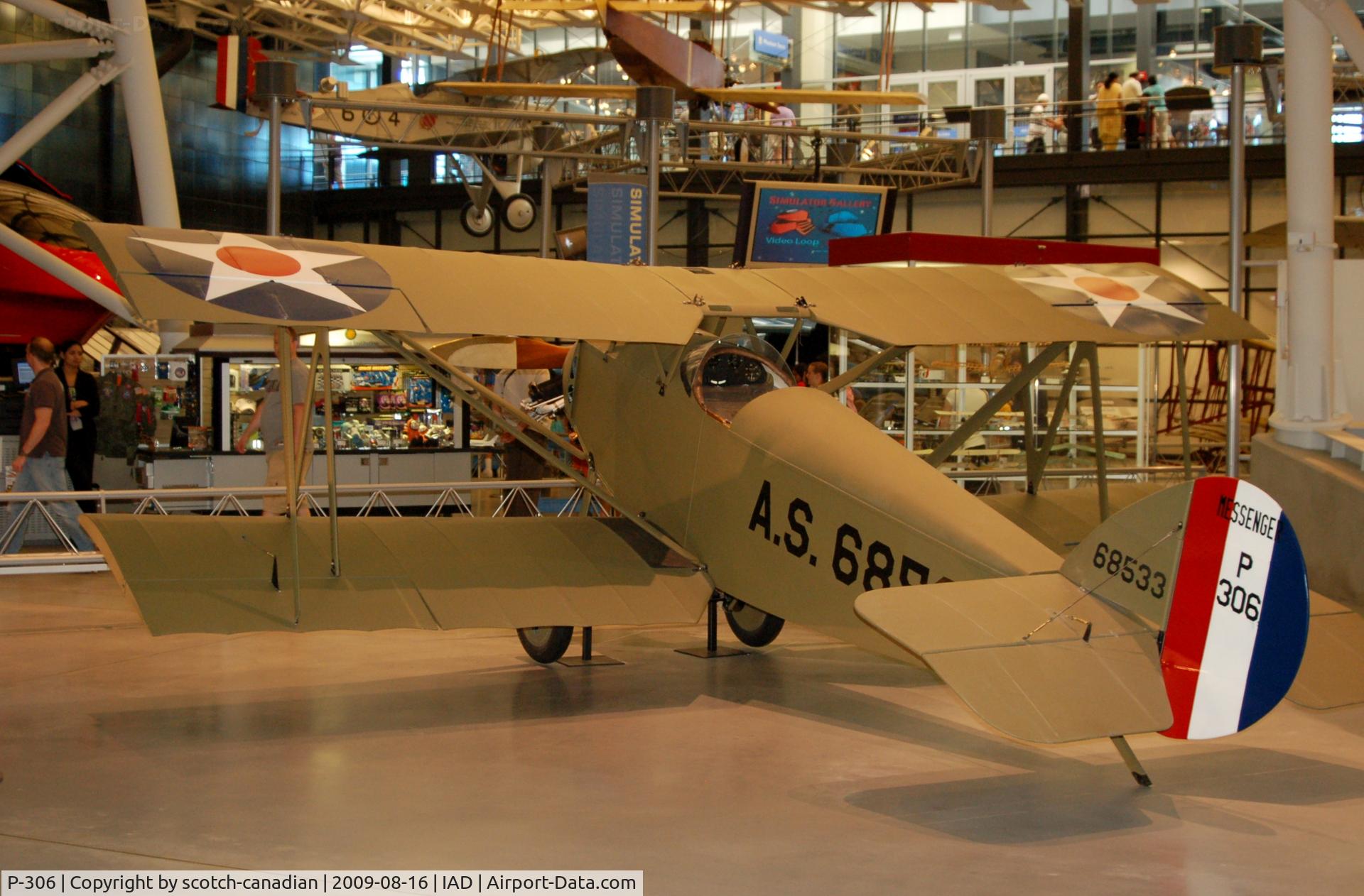 P-306, Verville-Sperry M-1 Messenger C/N A.S. 68533, Verville-Sperry M-1 Messenger at the Steven F. Udvar-Hazy Center, Smithsonian National Air and Space Museum, Chantilly, VA