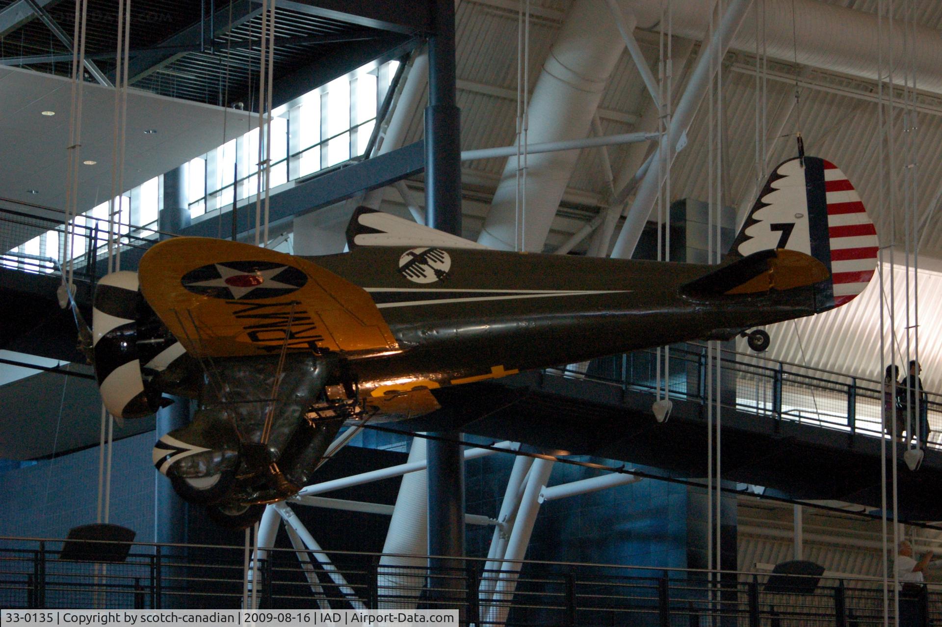 33-0135, 1933 Boeing P-26A C/N 1911, 1933 Boeing P-26A Peashooter at the Steven F. Udvar-Hazy Center, Smithsonian National Air and Space Museum, Chantilly, VA