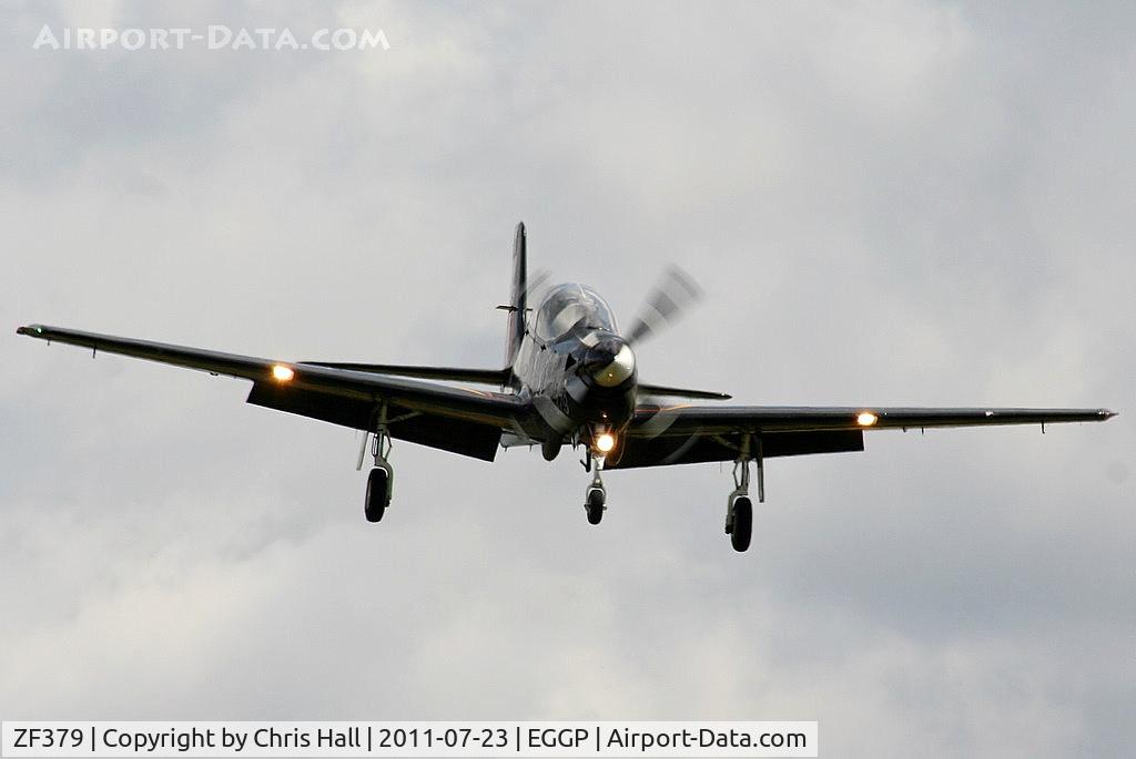 ZF379, 1992 Short S-312 Tucano T1 C/N S122/T93, arriving back at Liverpool after its display at the Southport Airshow