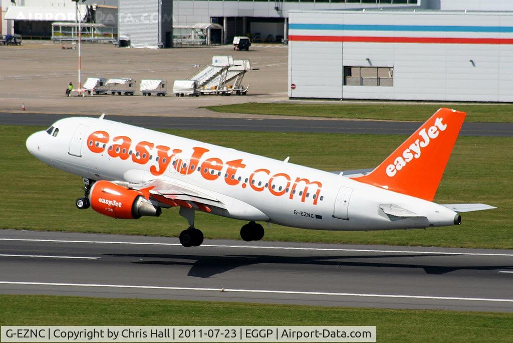 G-EZNC, 2003 Airbus A319-111 C/N 2050, easyJet A319 departing from RW27, taken from the control tower