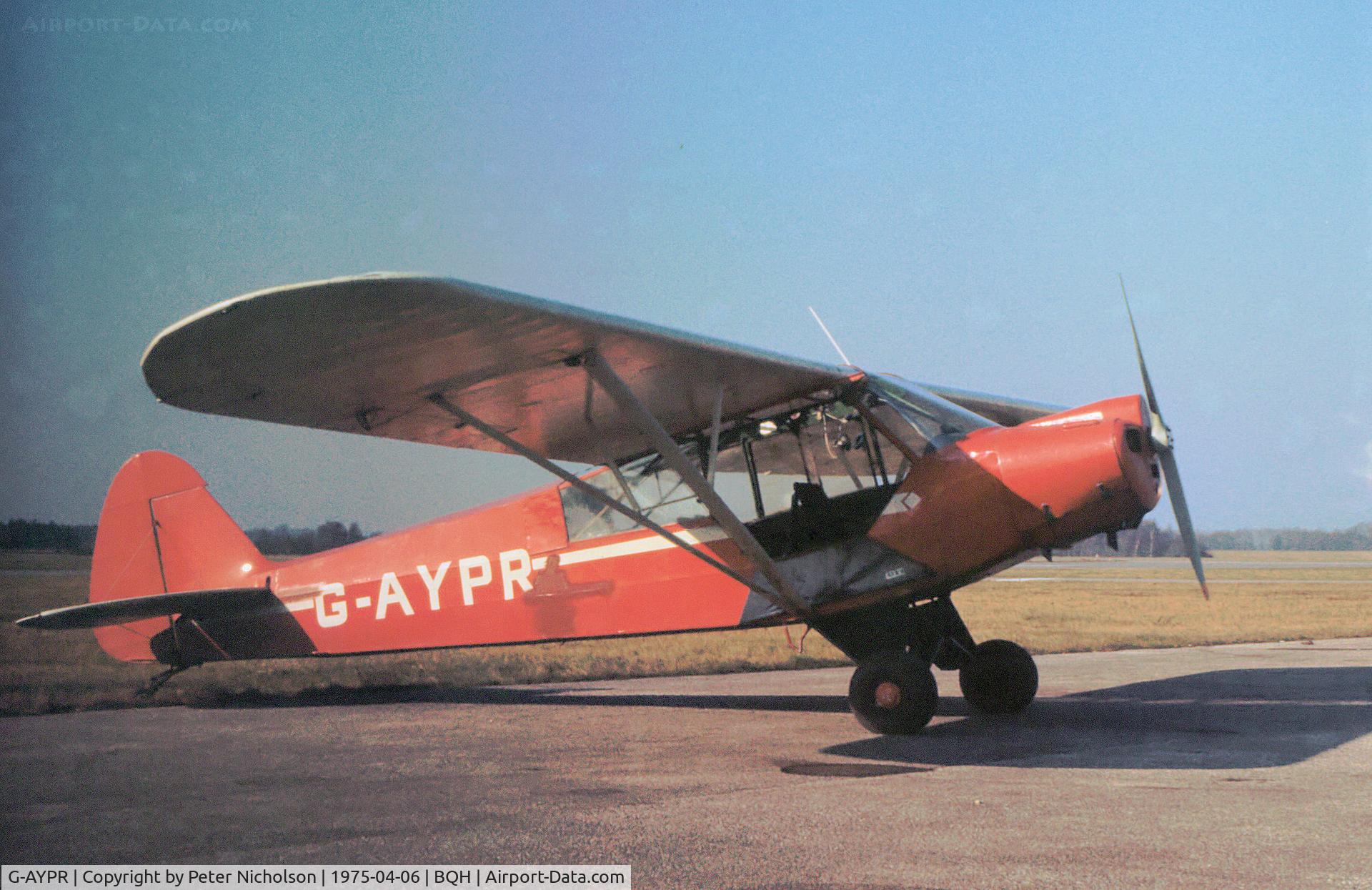 G-AYPR, 1959 Piper L-18C Super Cub (PA-18-95) C/N 18-1631, Piper PA-18 Super Cub 90 as seen at Biggin Hill in April 1975.
