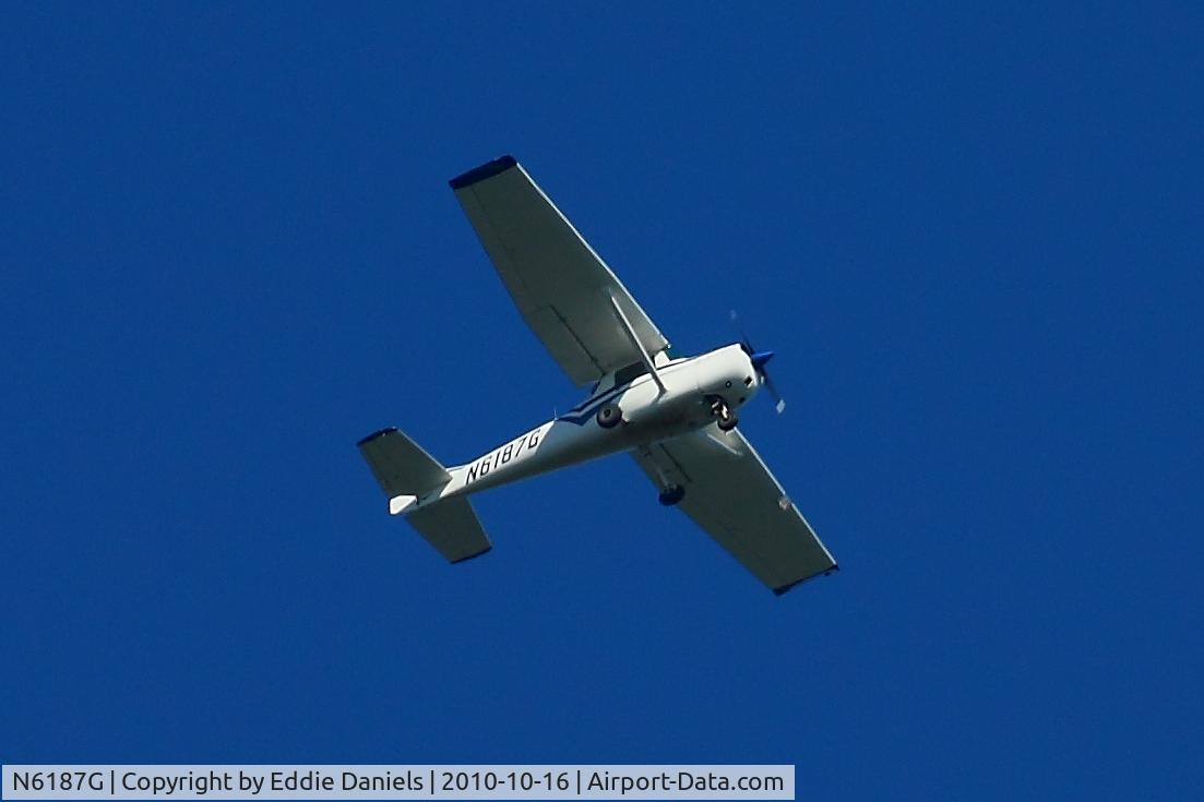 N6187G, 1969 Cessna 150K C/N 15071687, I took a shot of this when he was flying over Lake Tawakoni.  Thought you might like it.