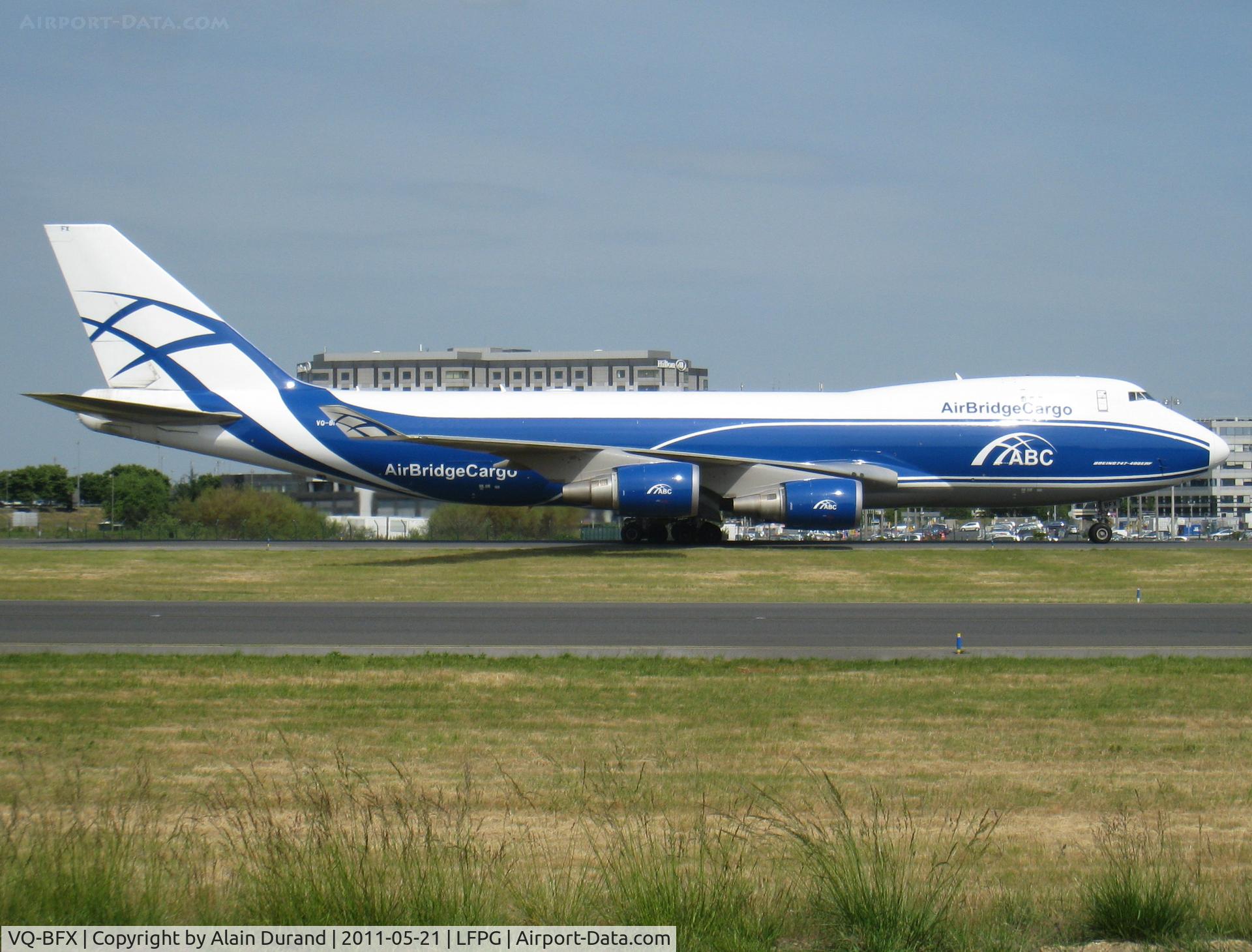 VQ-BFX, 2002 Boeing 747-428F/ER/SCD C/N 33096, formerly F-GIUB with AFR from 2002 until 2009. Ferried CDG-SVO on 2009-11-27 on delivery to Air Bridge Cargo which serves CDG twice a week on Thursdays and Saturdays