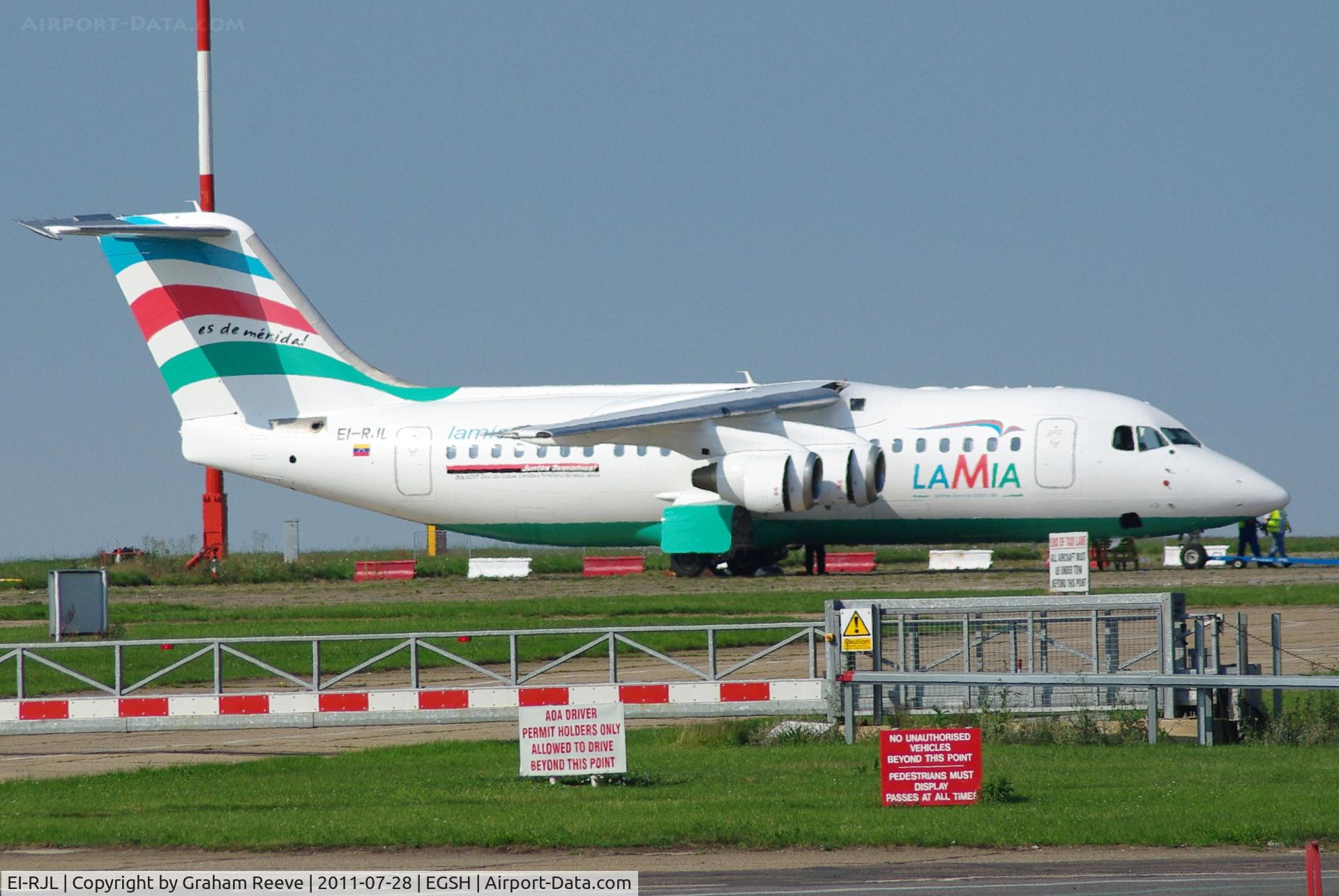 EI-RJL, 1999 British Aerospace Avro 146-RJ85A C/N E2349, Parked in the sun.