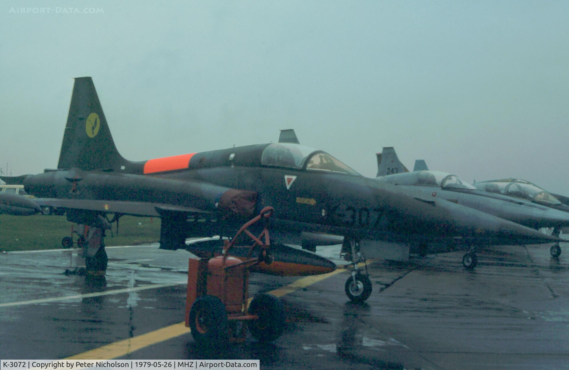 K-3072, 1972 Canadair NF-5A Freedom Fighter C/N 3072, NF-5A Freedom Fighter of 316 Squadron Royal Netherlands Air Force on display at the 1979 RAF Mildenhall Air Fete.